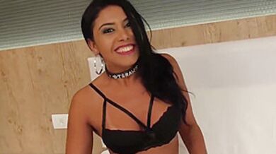 Five Big Dick Busty Latina Trannies Gangbang