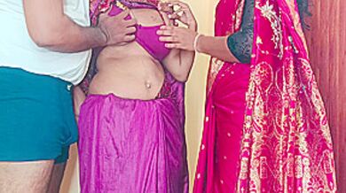 Stepsisters Enjoying Threesome Romance In Bed With Neighbour Batchelor Men