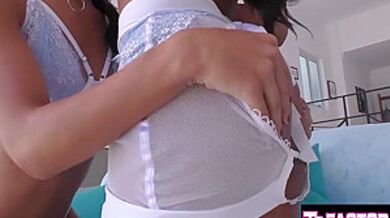 Big Dick Brazilian Babe Rides Trans Hottie