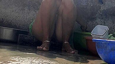 Elder Stepsisters Stepdaughter Bathes Naked In Bathtub In Open Bathroom Of Maternal Uncles House