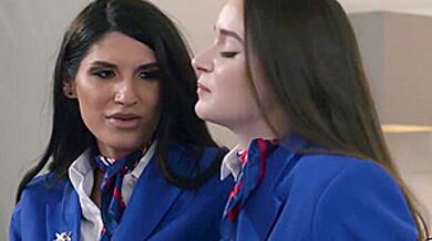 Hazel Moore And Zariah Aura In Tranny Banging A Flight Attendant