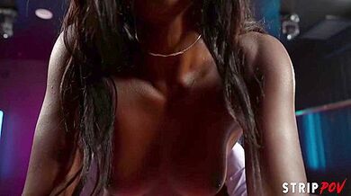 Ebony Lapdance Queen Goes Crazy For Her Clients Big White Cock