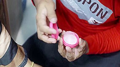 Boy Put Nail Polish On Girl Feet