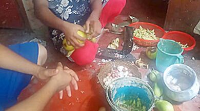 Desi Vabi Sobji Cutting With Bf