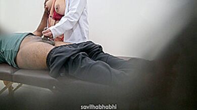 Lady Doctor Checking Patient In Hospital