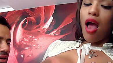 Trans Hottie Gets Caught Between Two Cocks - Roberta Lins