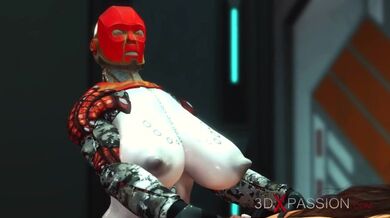 Young big tits brunette has rough anal sex with sex shemale robot