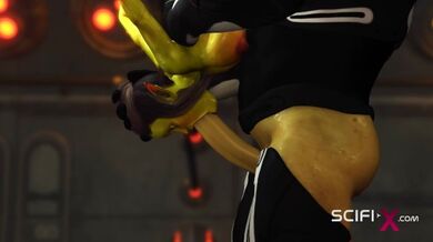 Sesso alieno anale pazzo con un cazzo enorme nella navicella spaziale