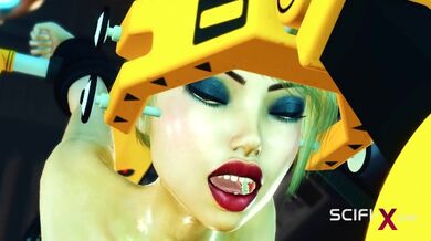 Fantascienza BDSM ammanettato e scopato. Una giovane bomba sexy e un androide trans in laboratorio