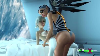 Cyber angel dickgirl scopa una bionda sexy nella stazione spaziale