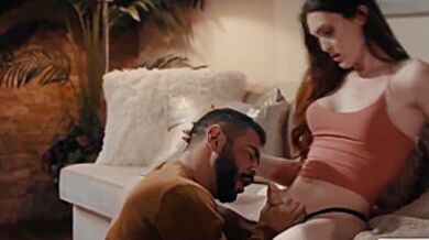 Trans Stepdaughter Bareback Fucks Her Fat Stepdad