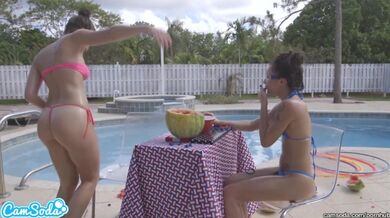 camsoda teens with big ass and big tits make a watermelon explode with rubb