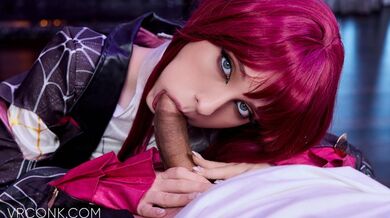 VR Conk: Skinny Babe Kafka cavalca l'enorme cazzo di Caelus in Honkai Star Trail Cosplay Parody pt.1