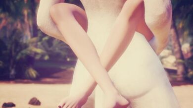 Il gatto peloso canta con la sacerdotessa egiziana Cleopatra su una spiaggia selvaggia