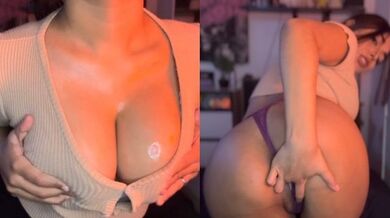 Let's cum together daddy - Latina con le tette oliate gioca con la sua figa fino a quando non schizza