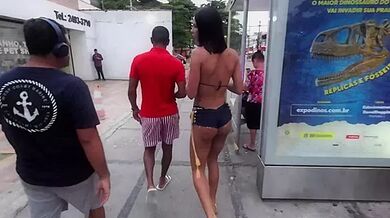 Brazilian "Kendal", Debora Andrade Walks Almost Naked On The