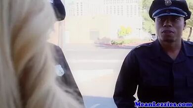 Hugetitted Strapon Babe Dominates Lesbian