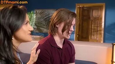 Stunning MILFs sharing cock in 3some