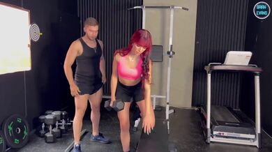 Coach Brian Evansx Teaches His Student horny fitness Yenifer Chacon how to hold the bar