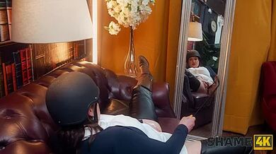 SHAME4K. Kinky cowgirl didn't expect to meet her student while masturbating