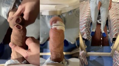 Mi sono eccitato sul treno. Scarico finalmente il carico di 3 giorni sullo specchio