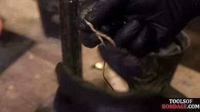 Mouthgagged naughty babe hard spanked