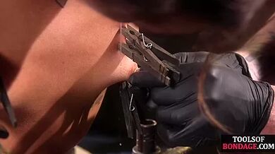 Mouthgagged naughty babe hard spanked