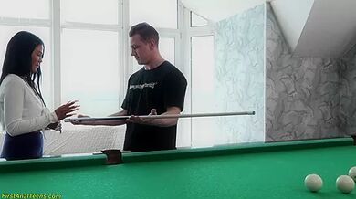 Her First Rough Anal On The Pool Table