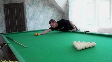 Her First Rough Anal On The Pool Table