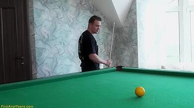 Her First Rough Anal On The Pool Table