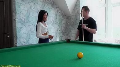 Her First Rough Anal On The Pool Table