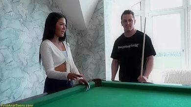 Her First Rough Anal On The Pool Table