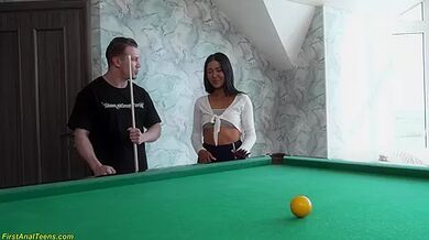 Her First Rough Anal On The Pool Table