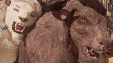 Grande leone sborra dentro Minotauro Grok | (Sesso gay peloso) | Animali selvatici Furry