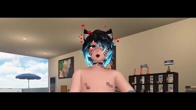 Femboy Catboy Cumming con un plug vibrante nel (in VRChat)