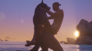 Gay Lupo & Uomo Fare l'Amore Dalla Spiaggia / Wild Life Furries