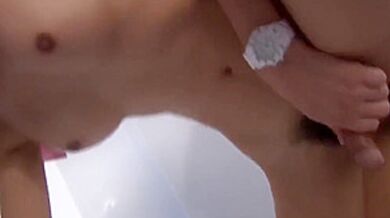 Asian Tranny With Red Hair Makes Her Cum