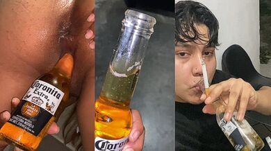 Bebió su Cerveza sin darse cuenta que la tenía en el Culo
