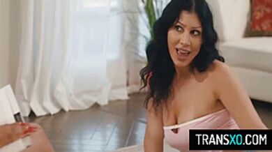 Latina Trans Babysitter Fucks Naughty Babe - Eva Maxim And Queenie Sateen