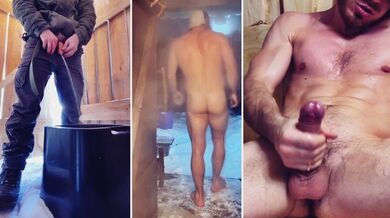 VLOG dal villaggio / Mi sono eccitato nella sauna e mi sono masturbato / Pisciare in un bagno di strada